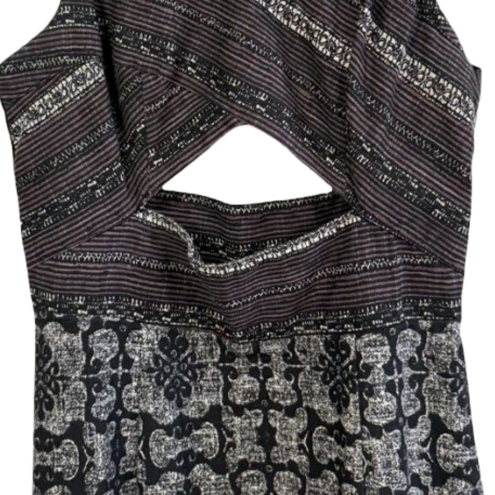Free People Tribal Tale Mixed Print Cutout Midi Dress Size Small - Picture 7 of 13